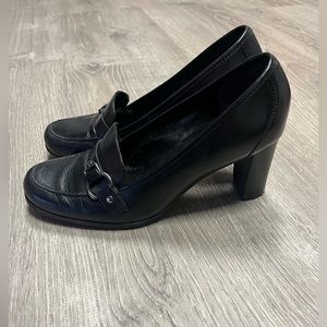 Women’s Black Leather Heels, size 7.5M, 3” heel